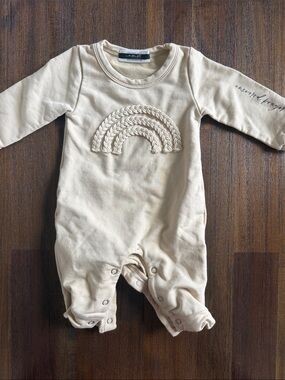 0-3 month Neutral Knit Rainbow One-Piece Romper -